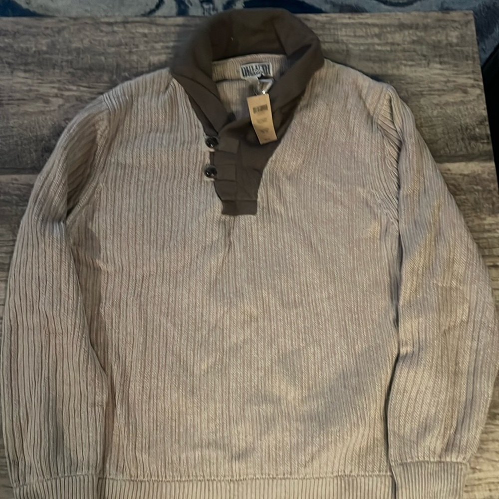 DULUTH Brigadier Shawl Collar Sweater Men’s Size 3XLT XXXLT Brown & Tan